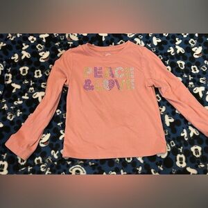 Girls Size 4/5 Wonder Nation Pink Peace & Love Long Sleeve Shirt